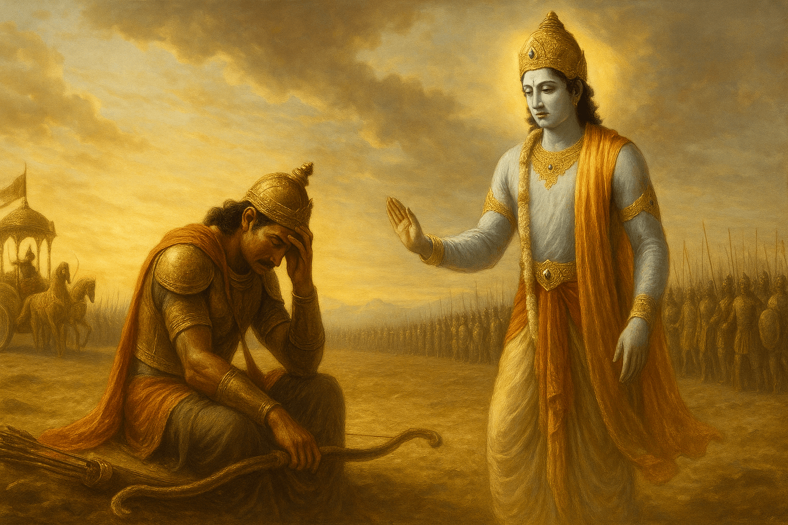 Arjuna's moment of crisis and despair on the battlefield
